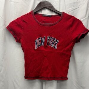 Brandy Melville Red Crop Top with New York Print